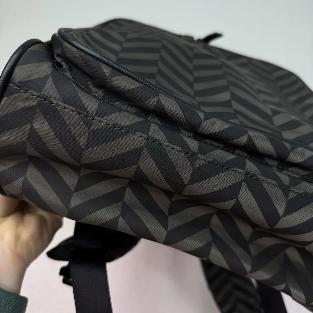 Uri Minkoff Stanton Backpack Laptop Bag Chevron Nylon Black Travel School NEW